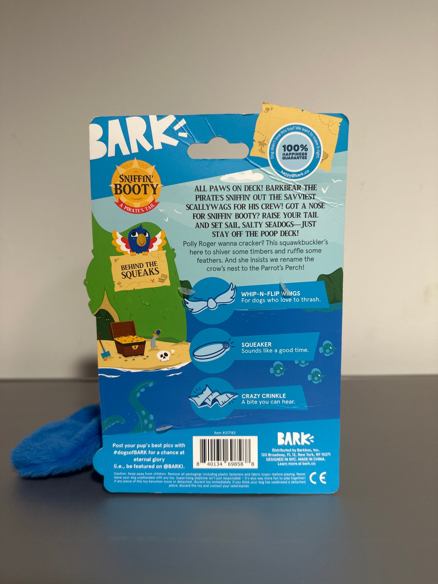 BARK Polly Roger – Squeaky Crinkly Plush Tug & Shake Dog Toy