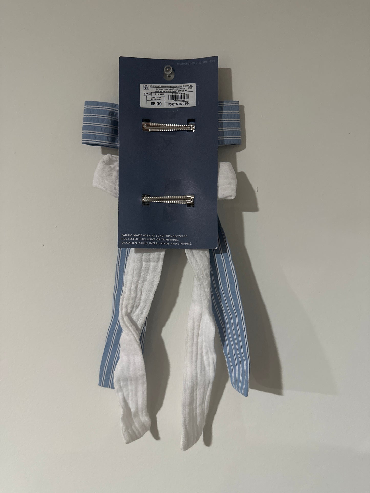 Universal Thread™ Bow Hair Clips – Blue Stripe & White (2-Pack)