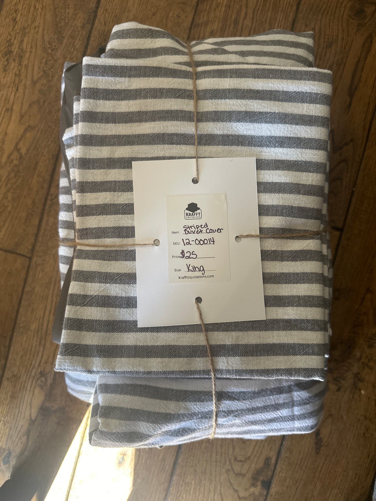 Casaluna Grey Striped King Duvet Cover with Shams