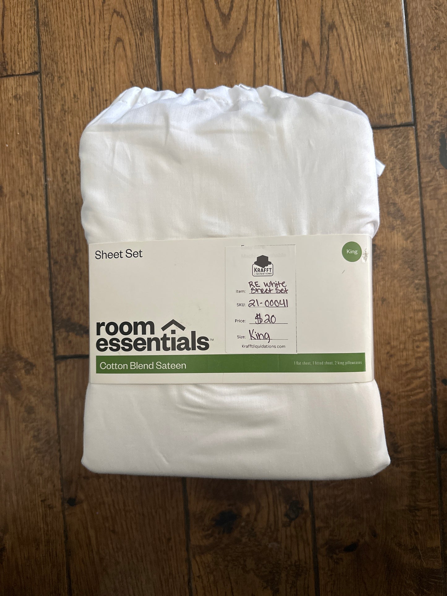 Easy Care Cotton Blend Sateen Sheet Set - Room Essentials™-King-White
