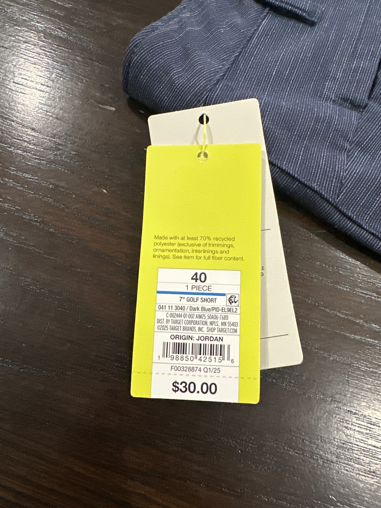 All in Motion Men’s Golf Shorts Size 40 Dark Blue 7” Inseam Unlined Stretch