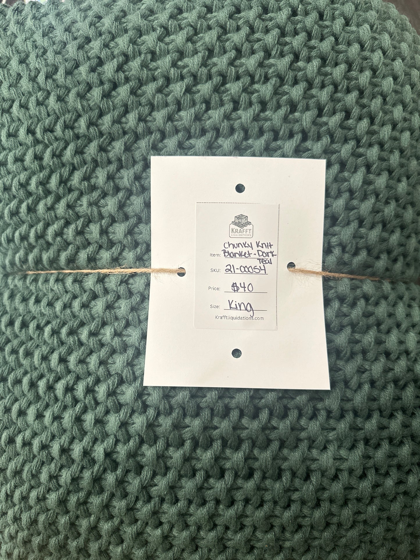 Chunky Knit Bed Blanket - Casaluna™-King-Teal