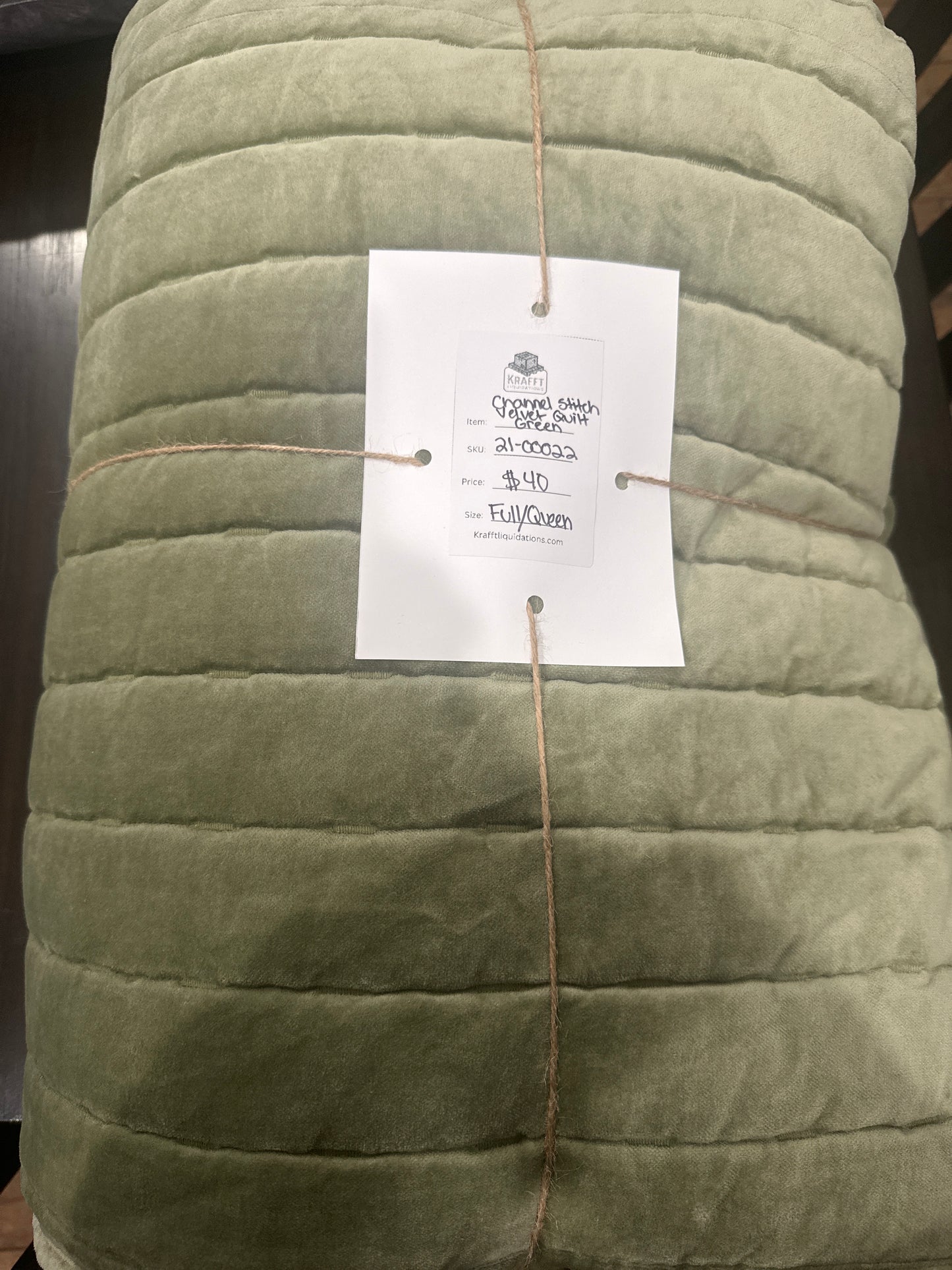 Channel Stitch Velvet Quilt - Threshold™-Green- Full/Queen