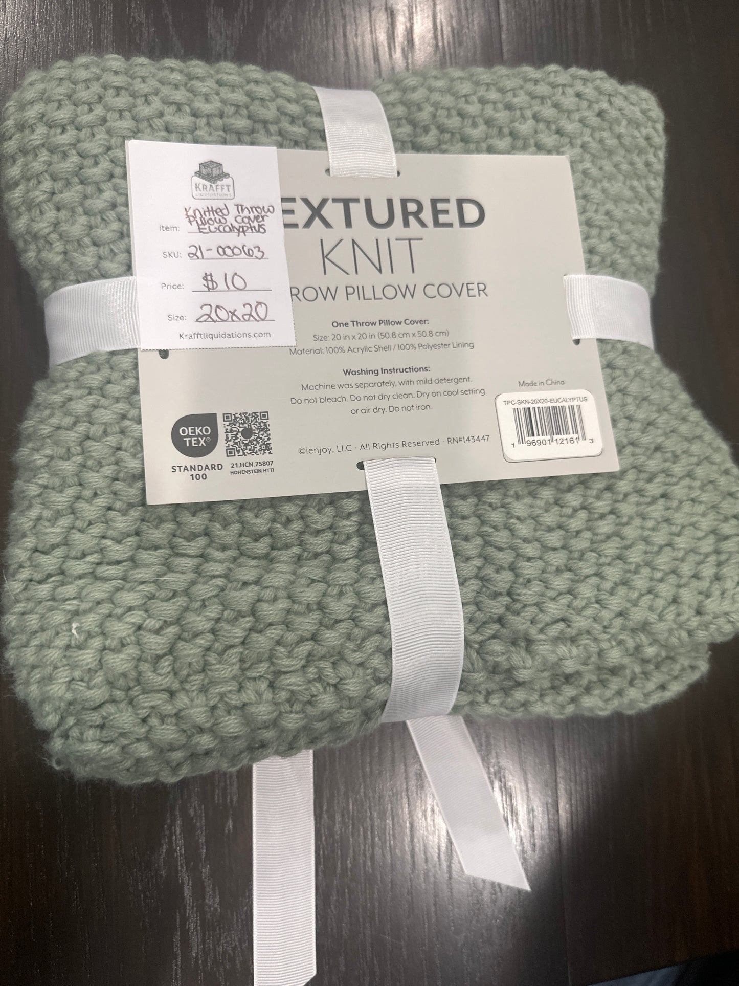 ienjoy Textured Knit throw Pillow Cover-20x20- Eucalyptus