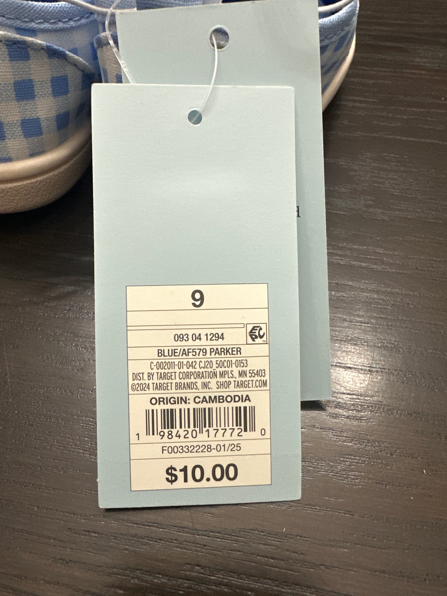 Cat & Jack Baby Gingham Hook-and-Loop Sneakers – Blue (Size 9)