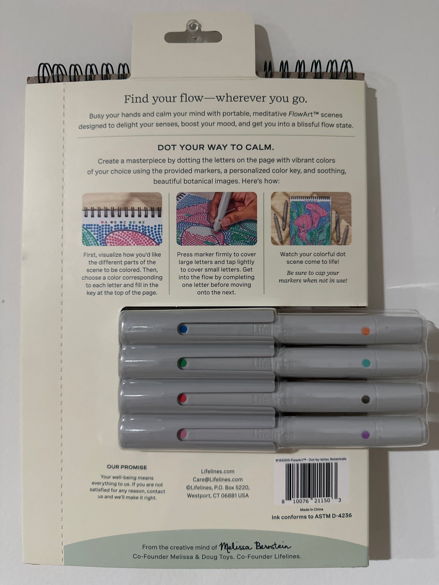 Lifelines™ FlowArt™ Dot-by-Letter Botanicals – Guided Art Meditation Set (With Markers)