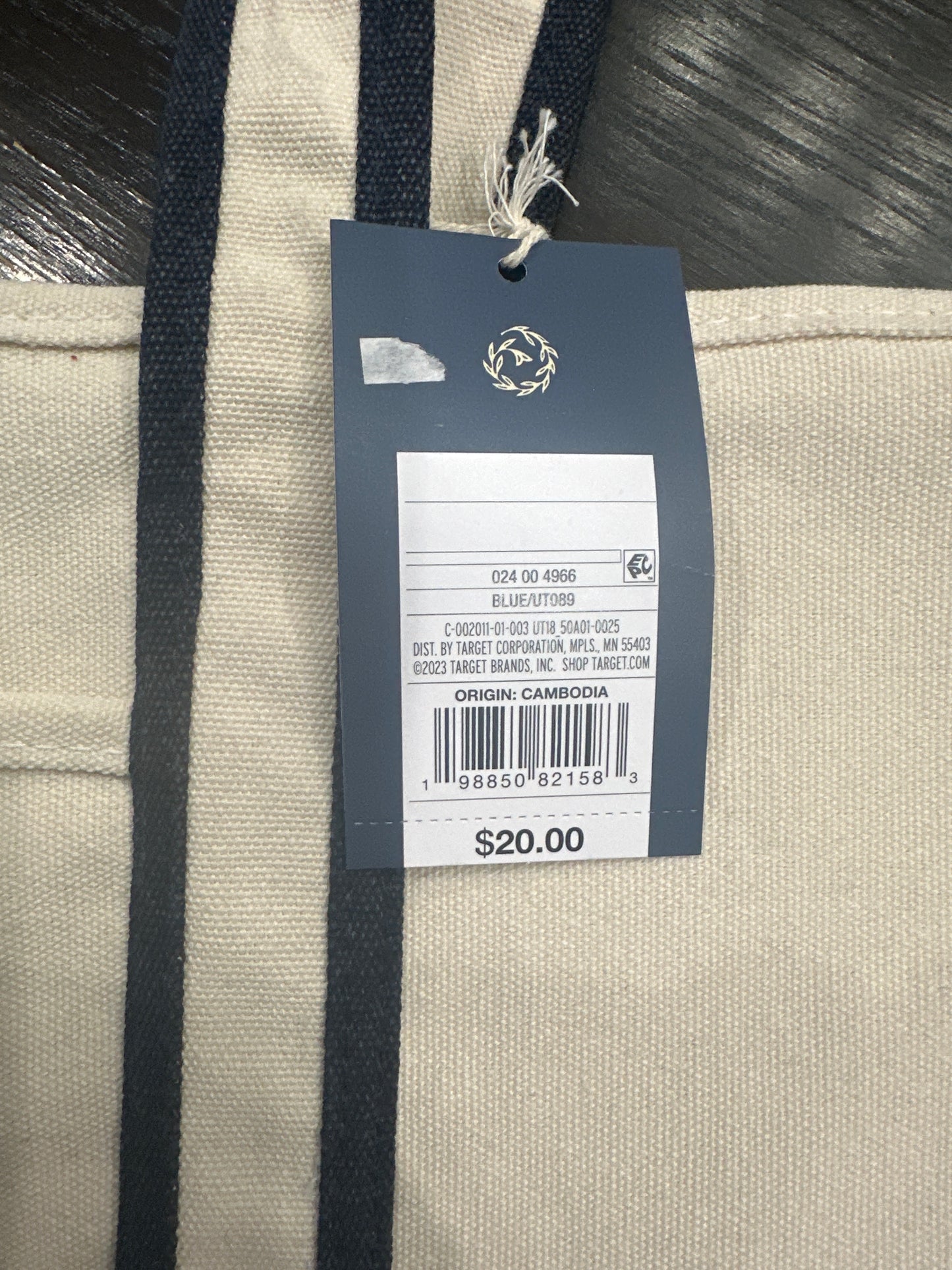 Universal Thread™ Canvas Tote Bag – Blue & Natural – Large Everyday Carryall