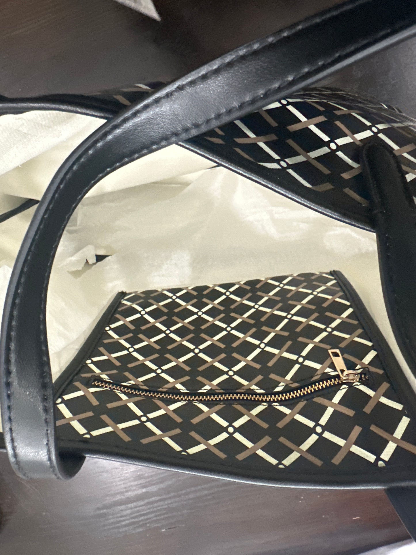 A New Day™ Monogram Tote Bag with Detachable Crossbody Strap Black