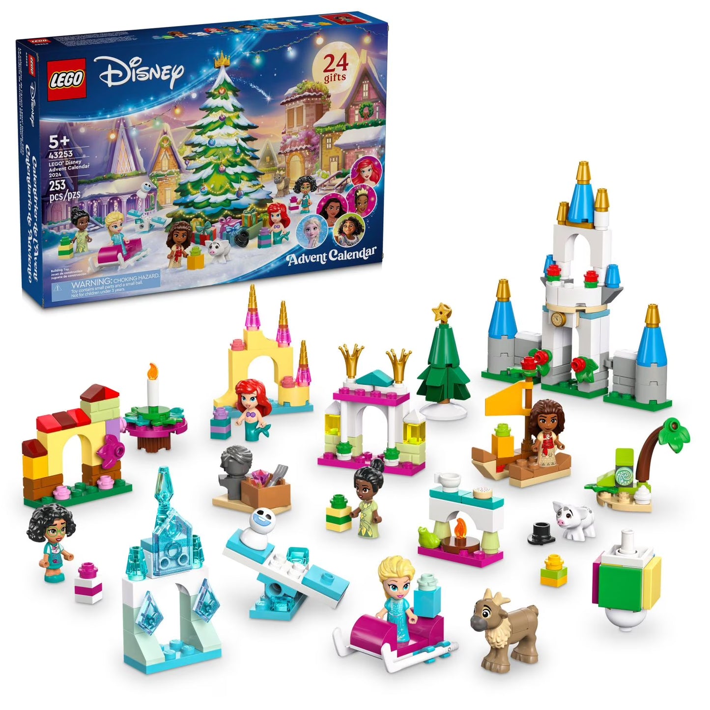LEGO Disney Advent Calendar 2024, Christmas Toys for Kids, Building Kit with 8 Mini Dolls