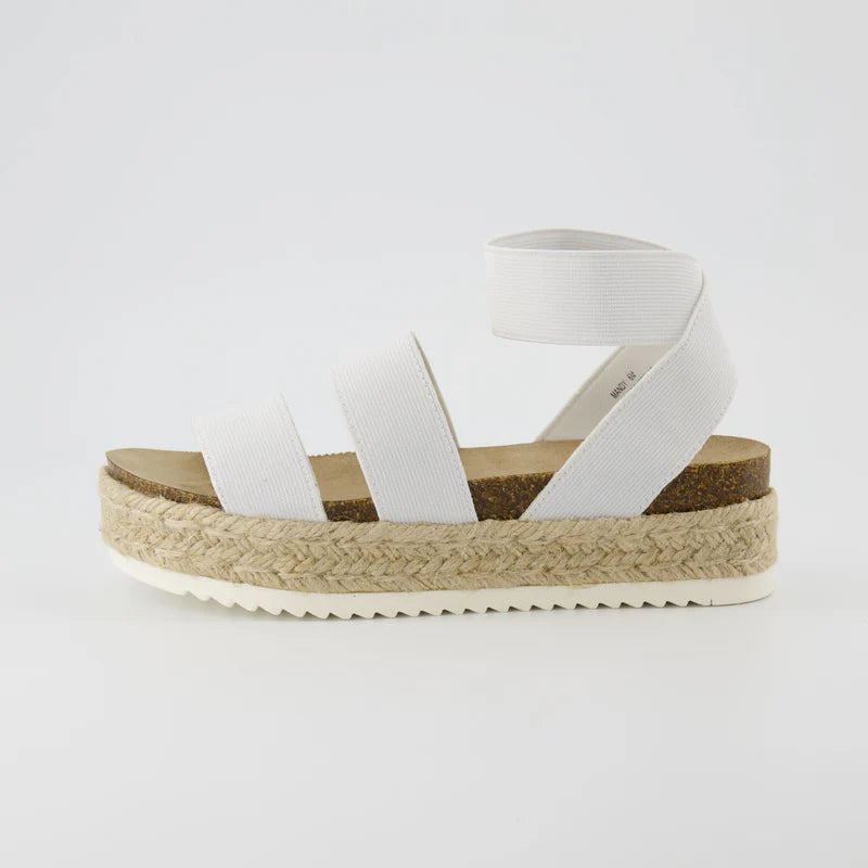 Mandy Stretch Platform Sandal-White-9W