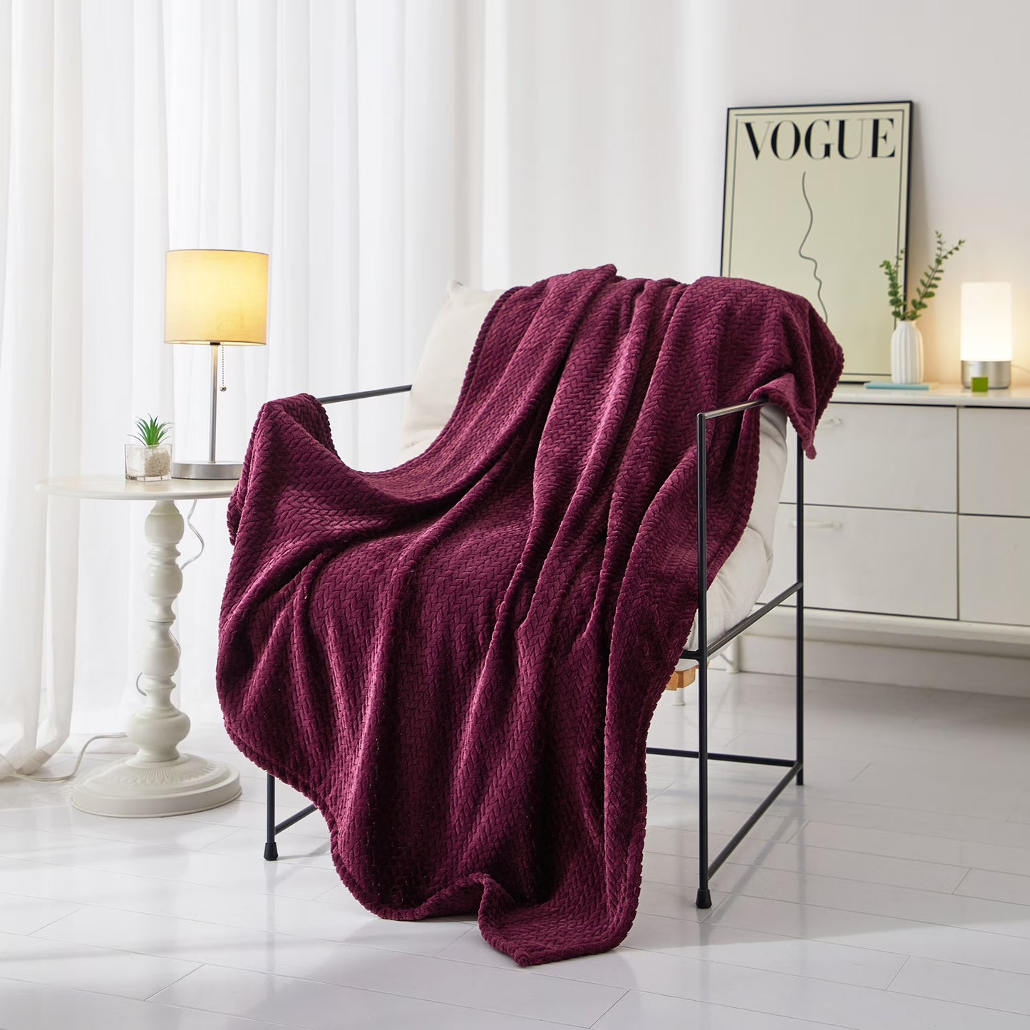 Mainstays Cozy Textured Plush Throw Blanket, Purple, 50"x60" All Ages