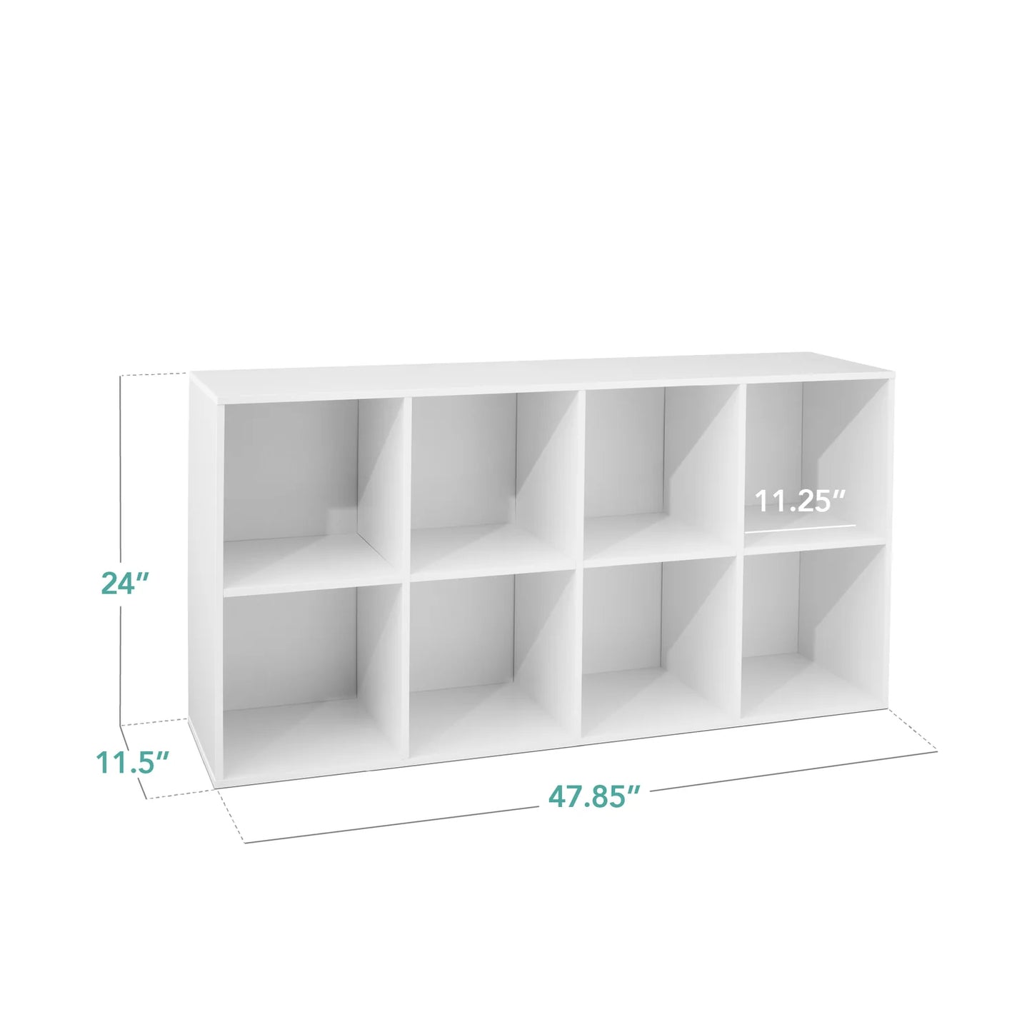 8-Cube Bookshelf, 11in Storage Display w/ Removable Panels, Customizable (White)