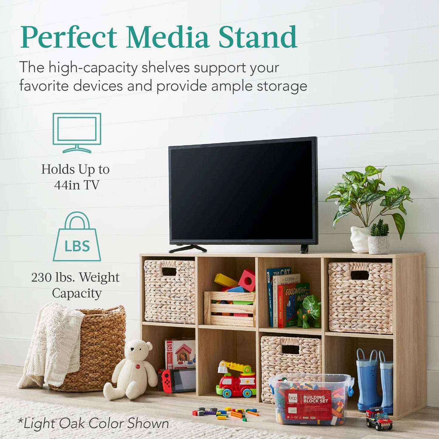 8-Cube Bookshelf, 11in Storage Display w/ Removable Panels, Customizable (White)