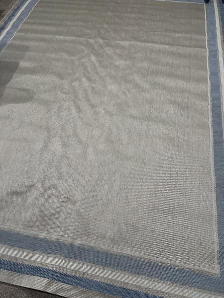 9'2"x12' Tonal Border Outdoor Rug Blue - Threshold™: Stain-Resistant, Woven Polypropylene