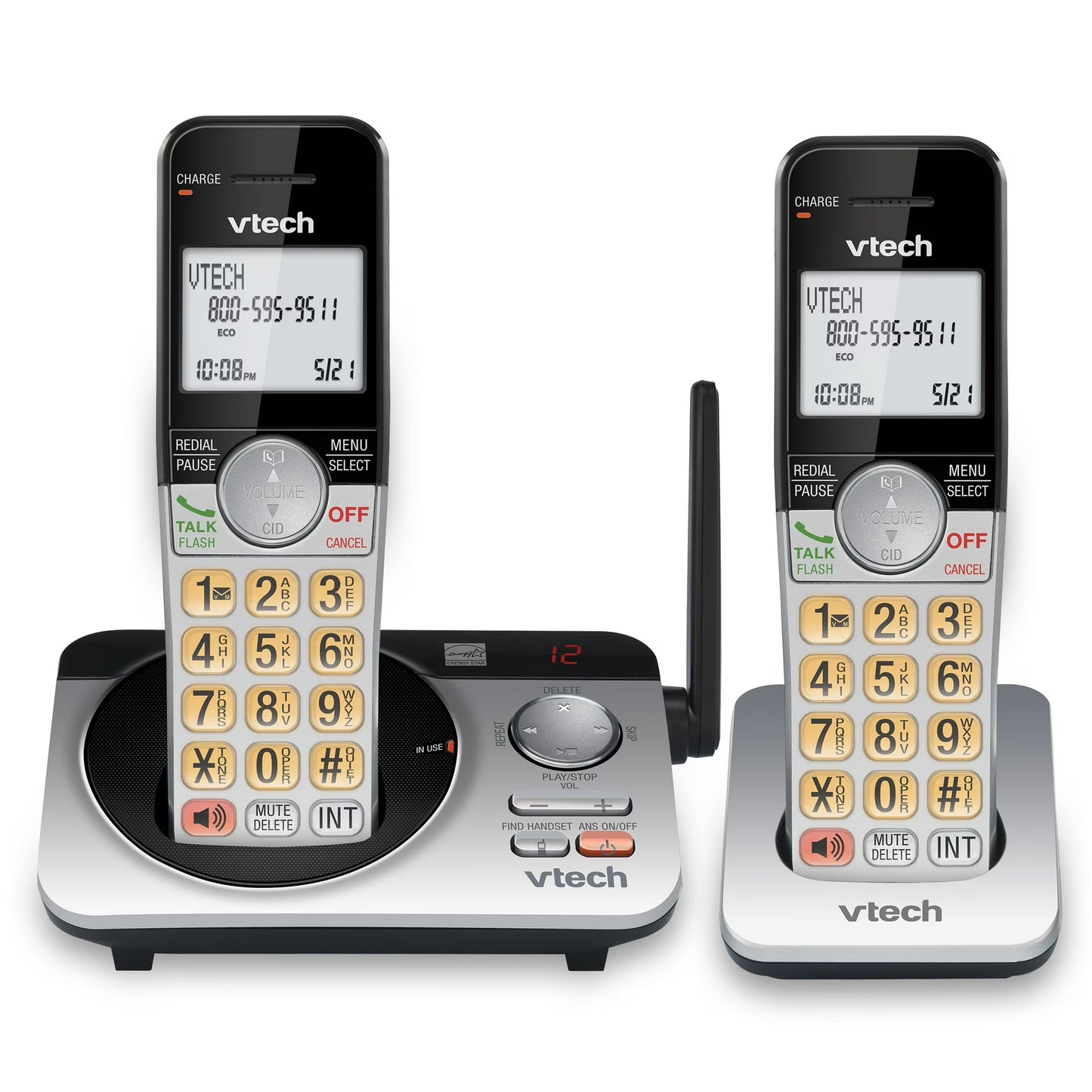 VTech CS5229-2 2 Handset Extended Range DECT 6.0 Cordless Phone with Answering System (SilverBlack)