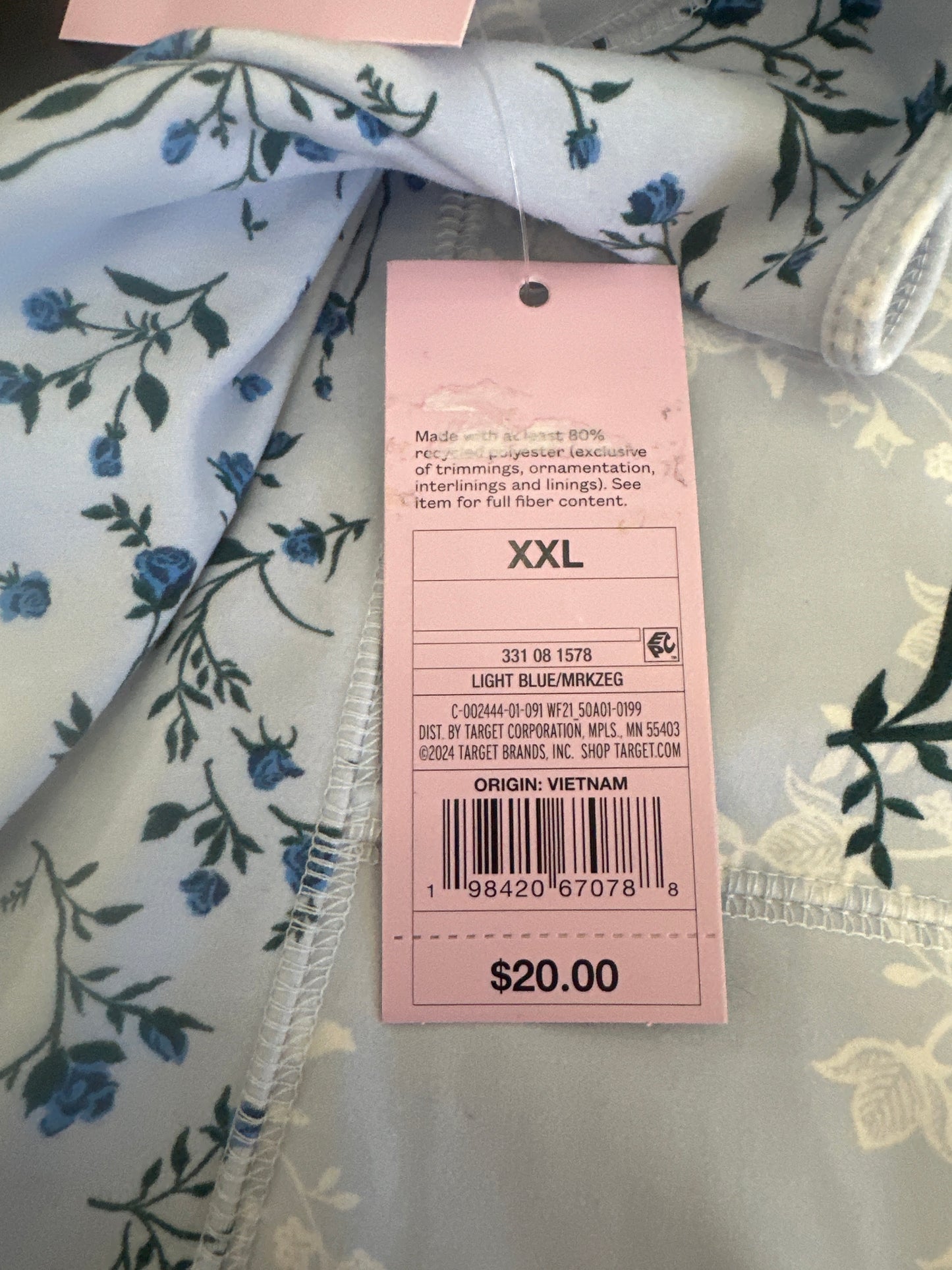 Wild Fable Women Floral Lace Trim Cami Romper Light Blue Roses