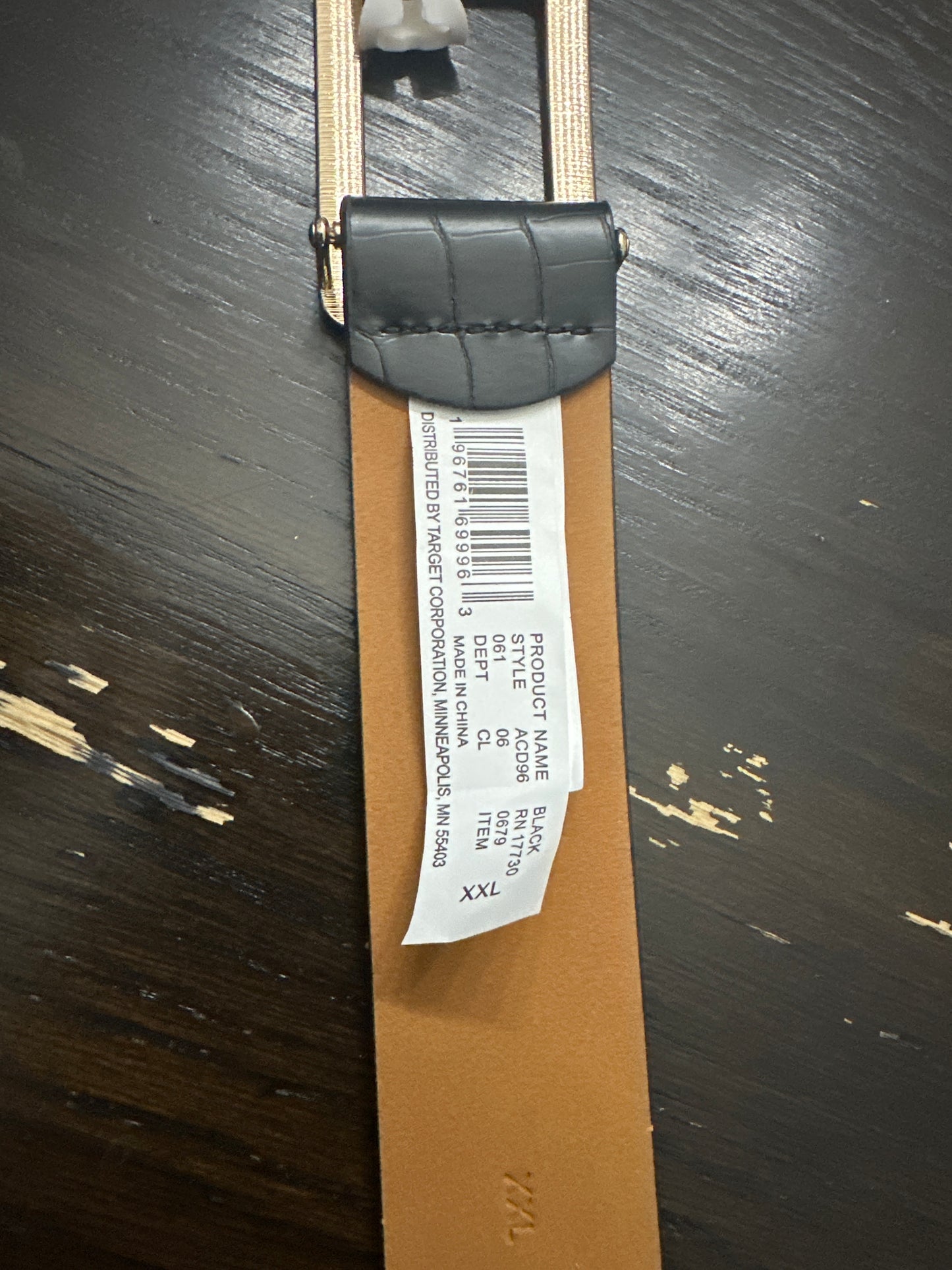 A New Day™ Croc-Embossed Faux Leather Belt – Black with Gold-Tone Buckle