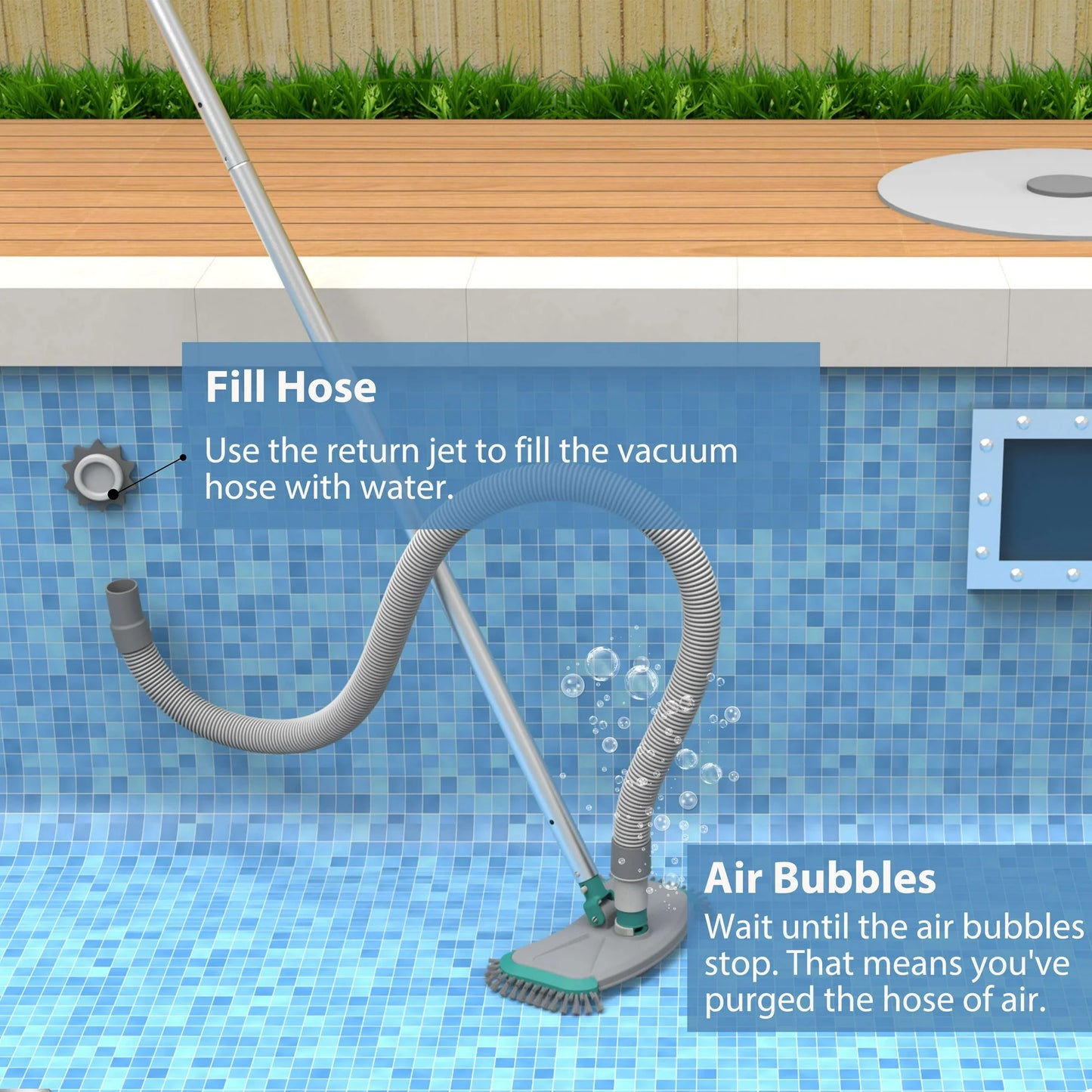 Mainstays Cleaning Kit for Pools - Two Piece - Teal & Grey & White