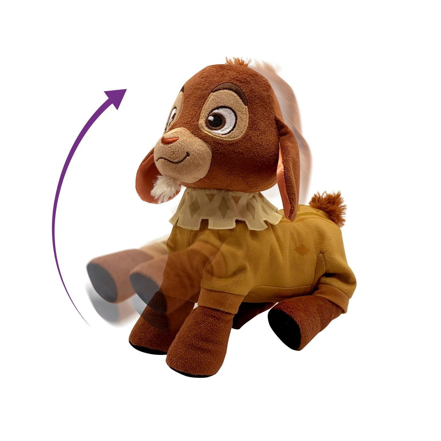 Disney Wish Walk 'n Talk Valentino Plush Fainting Goat, 11-Inch Interactive Plush Toy, Stuffed Animal with Sounds and Motion, Kids Toys for Ages 3 up
