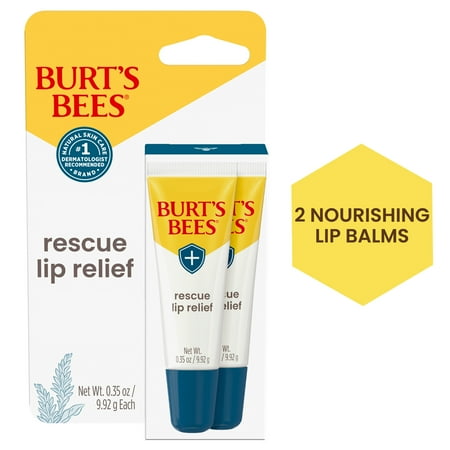 Burts Bees Rescue Lip Relief with Shea Butter and Echinacea 100% Natural Origin 2 Pack