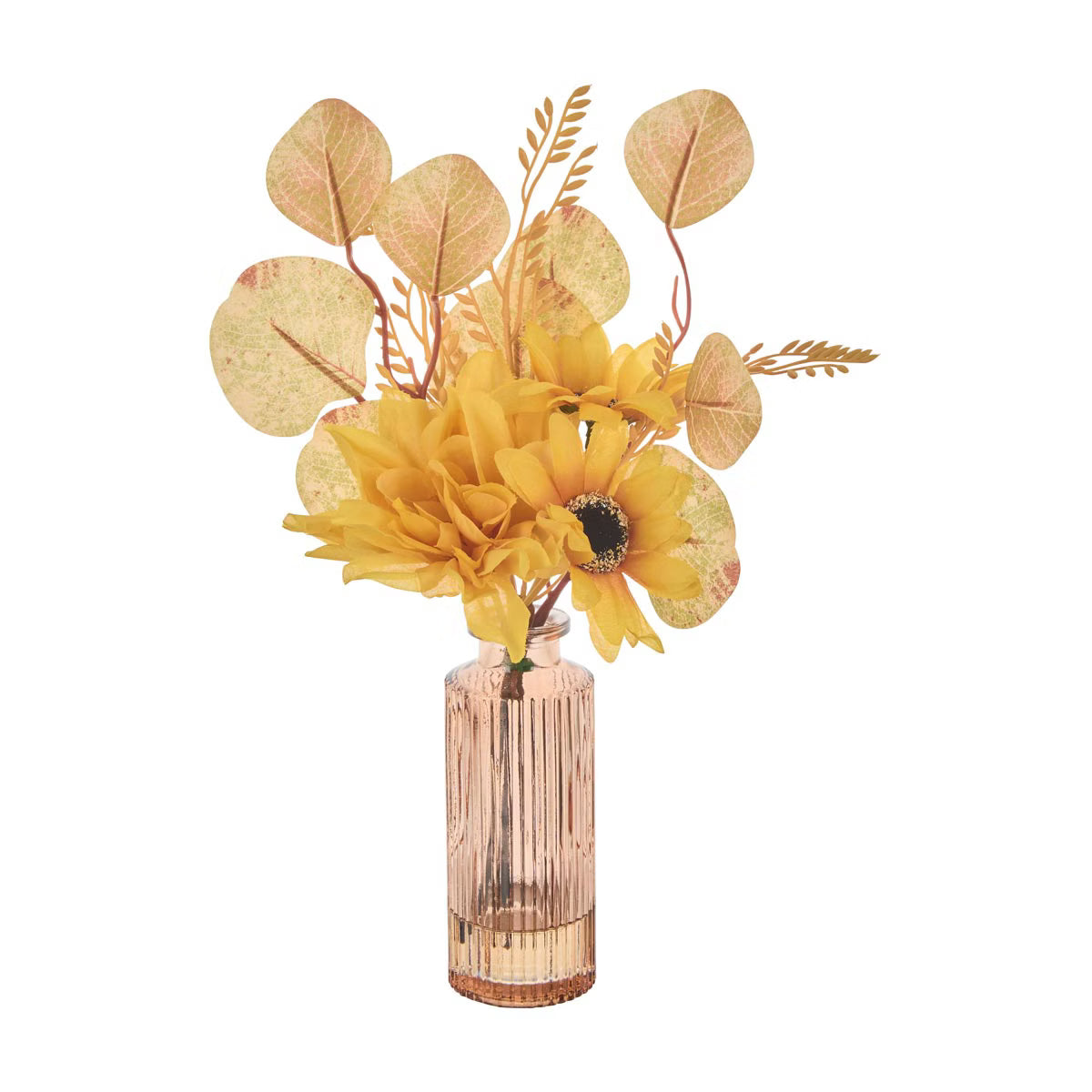 Harvest Artificial Flower Stem with Glass Vase, Small, Assorted