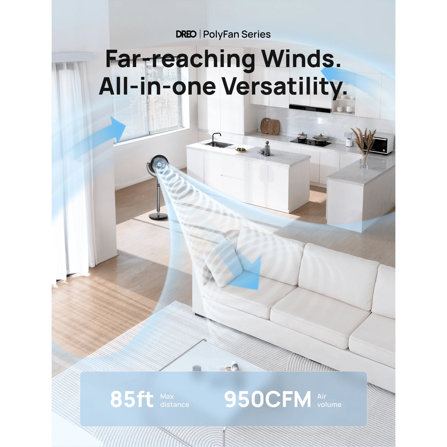 Dreo Quiet Osciallating Pedestal Fan, 9 Speeds, 3 Modes, 120°+120° Oscillating Quiet Fan