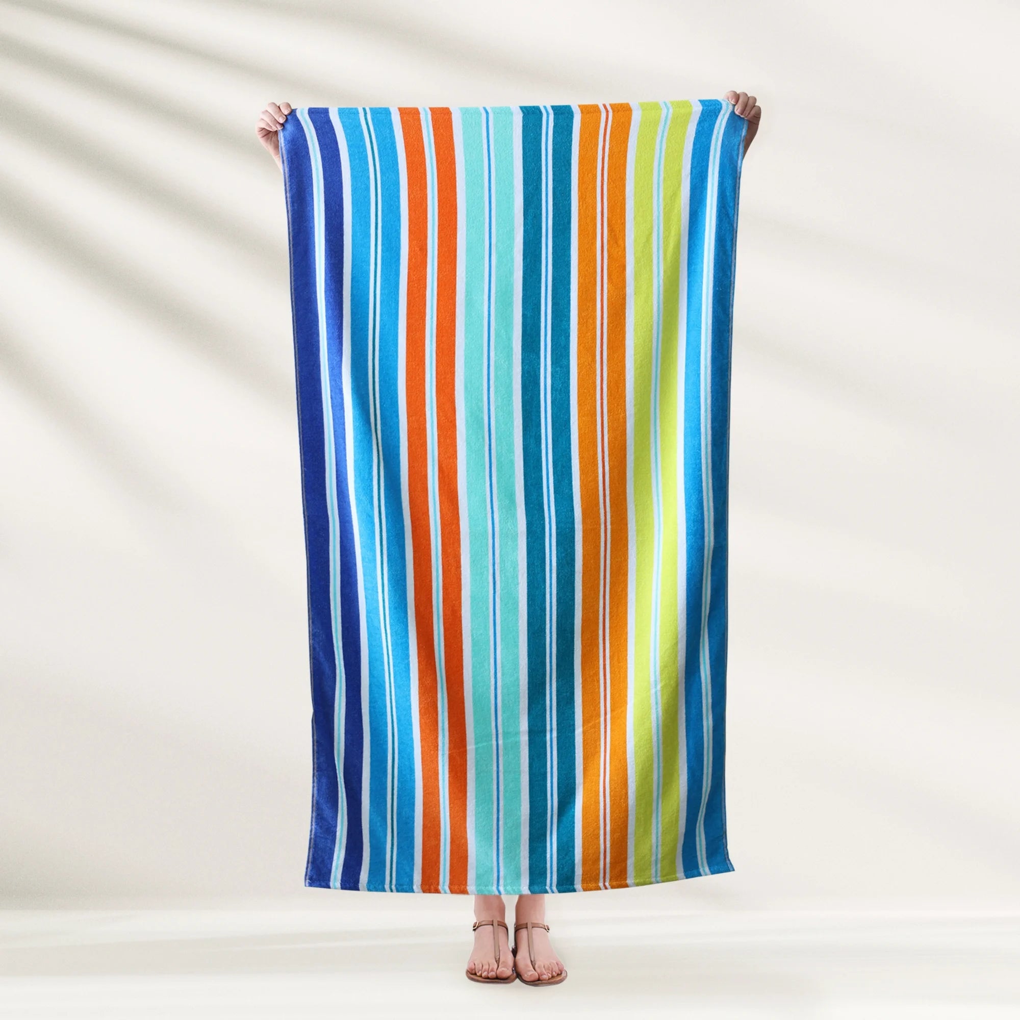 Mainstays Velour Beach Towel, Midistripe, Teal, 28x60