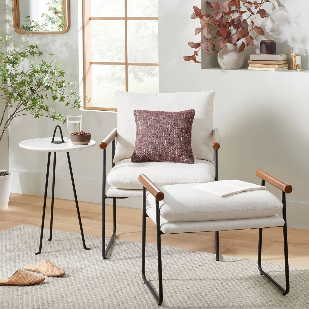 Hearth and Hand mixed material ottoman