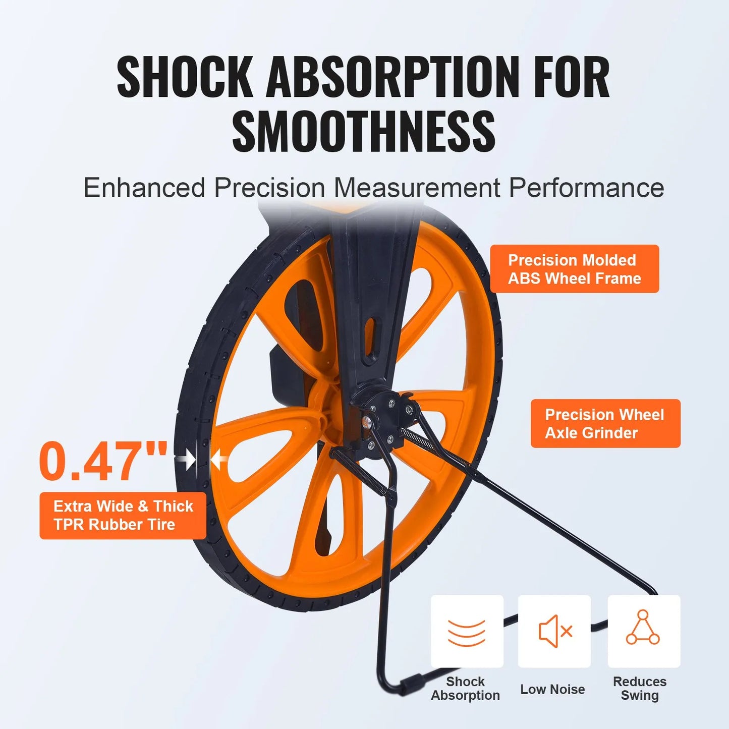 VEVOR Measuring Wheel in Inches, 12.5in Diameter Wheel, Centerline Design w/ Handbrake, 39.76-20.47 in Telescoping Measure Wheel,Measurement 0-9,999m with Bag (bag has damage)