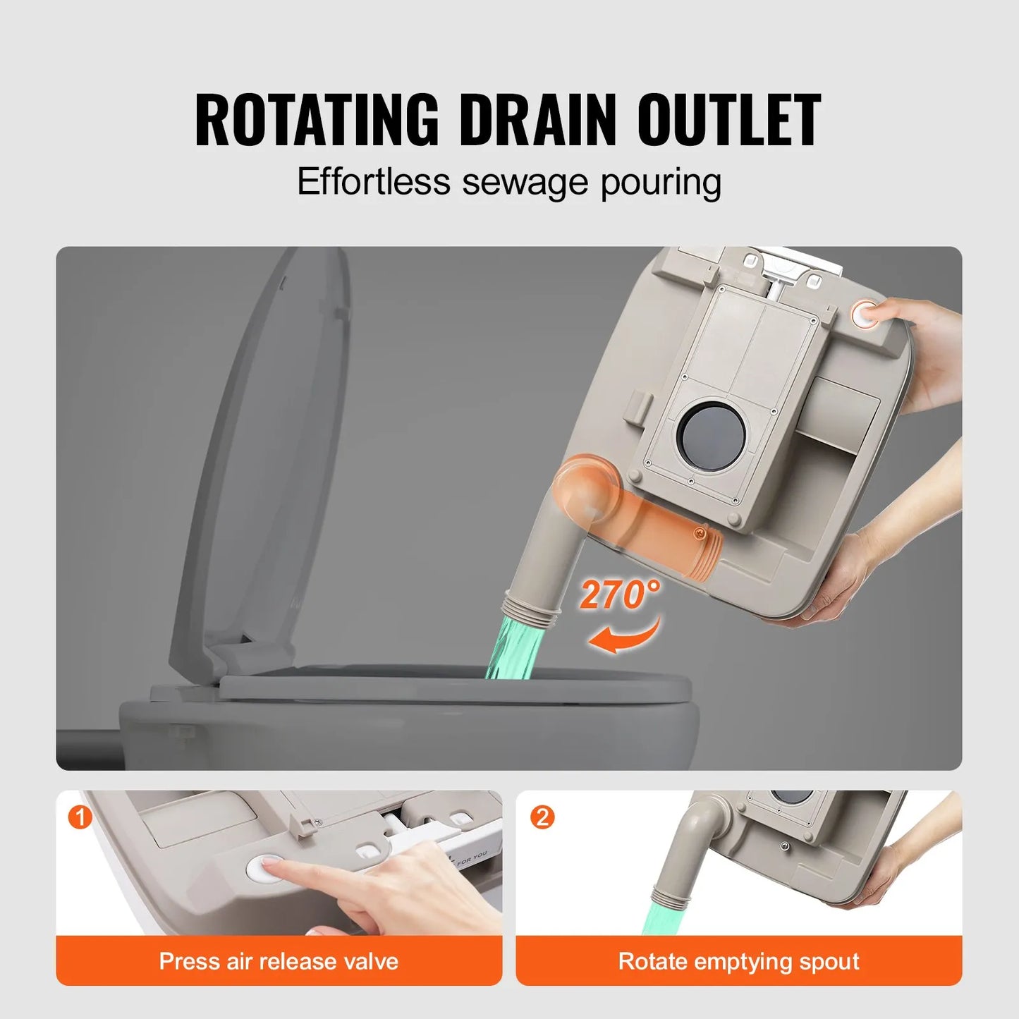 VEVOR Portable Toilet for Camping, Porta Potty with 3.2 Gal Waste Tank & 2.6 Gal Flush Tank, Push-Button Pressurized Flush Commode with Level Indicator, Travel Toilet for Adults Kids Camping Car Trips