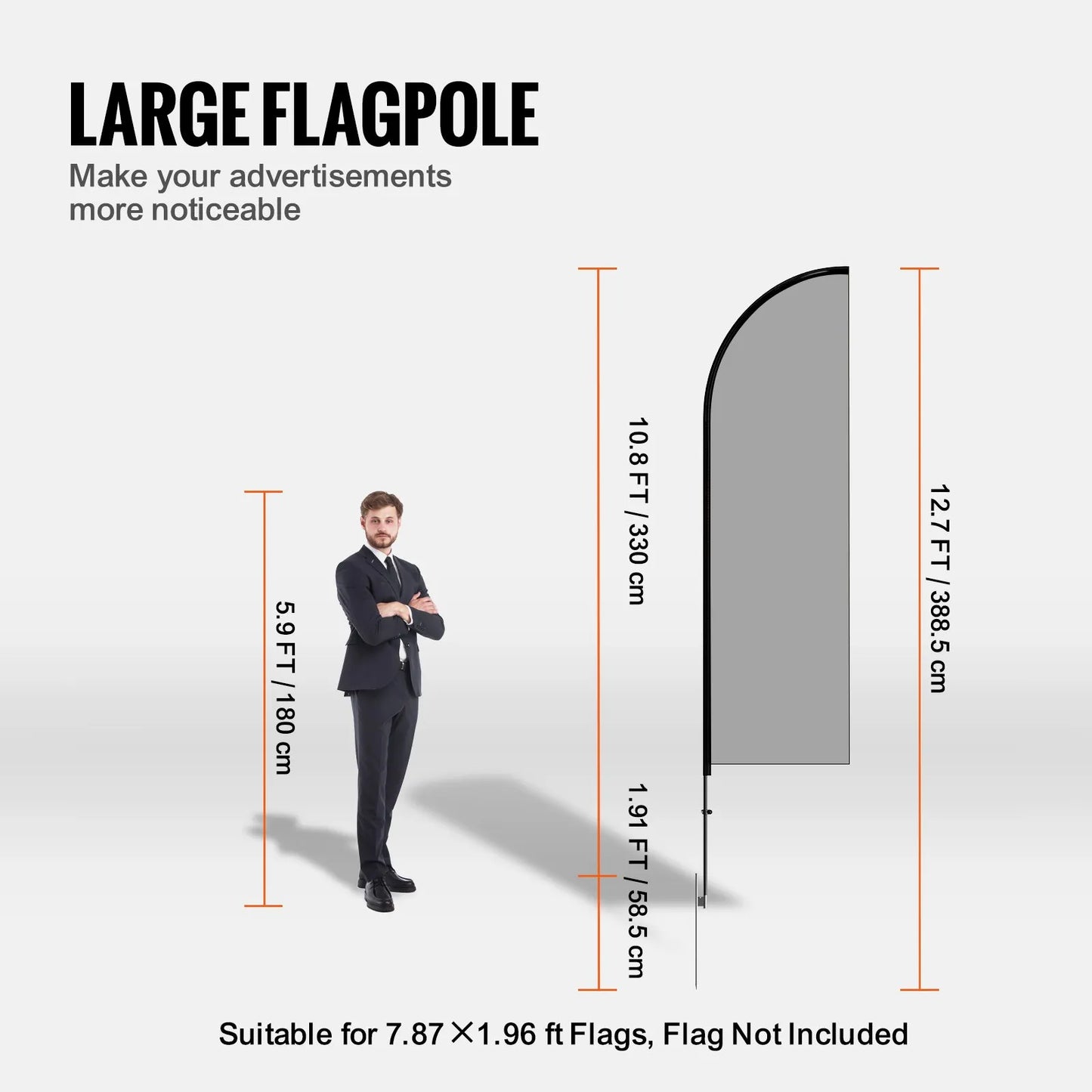VEVOR Feather Flag Pole Kit, 2 Packs Swooper Flag Pole 12.7 ft, Sign Flag Poles for Business Advertising Flags Outdoor, with Ground Stakes and A Carrying Bag (Flag Not Included)