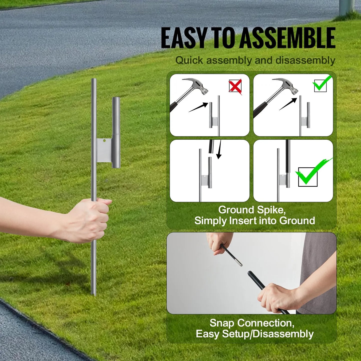 VEVOR Feather Flag Pole Kit, 2 Packs Swooper Flag Pole 12.7 ft, Sign Flag Poles for Business Advertising Flags Outdoor, with Ground Stakes and A Carrying Bag (Flag Not Included)