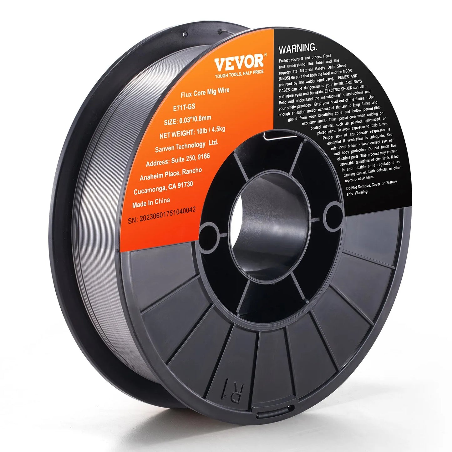 VEVOR Flux Core MIG Welding Wire E71T-GS 0.03" 10LBS Gasless Mild Steel MIG Wire