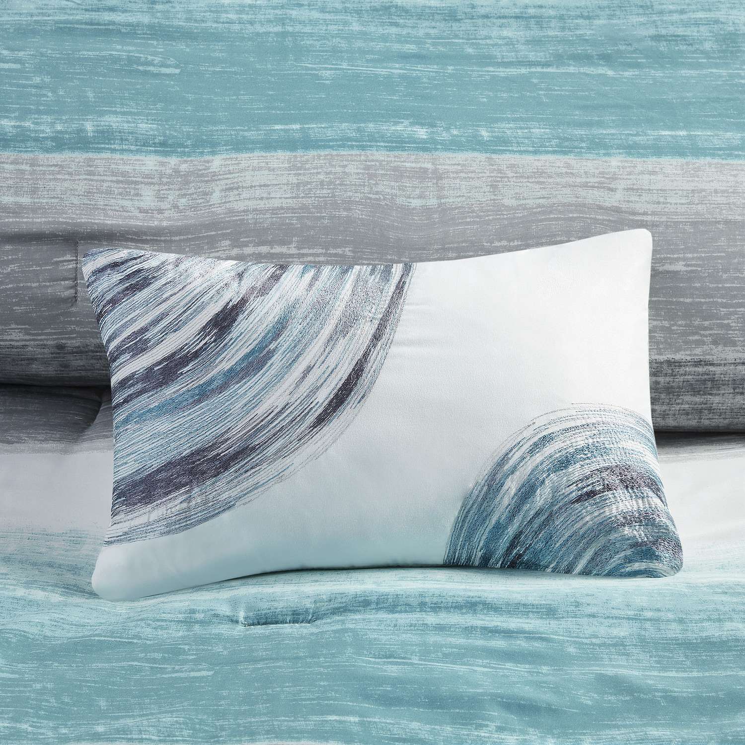 Madison Park Essentials Barret Comforter Set with Cotton Bed Sheets and Throw Pillow Cal King