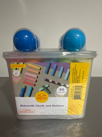 Sidewalk Chalk Bucket 20 pc with 2 Holders - Sun Squad