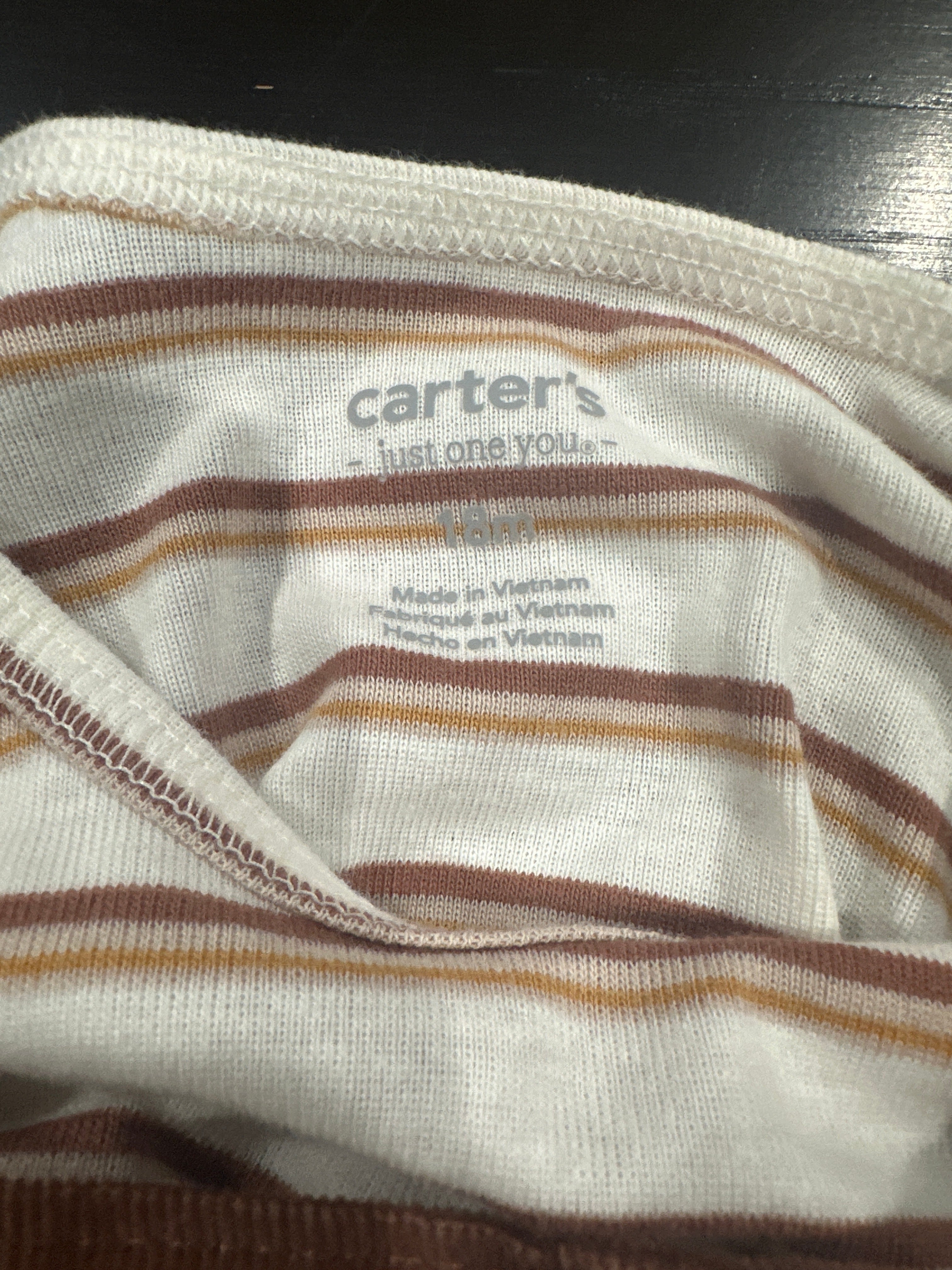 Carter’s Baby Corduroy Overalls & Striped Long Sleeve Bodysuit Set – Brown