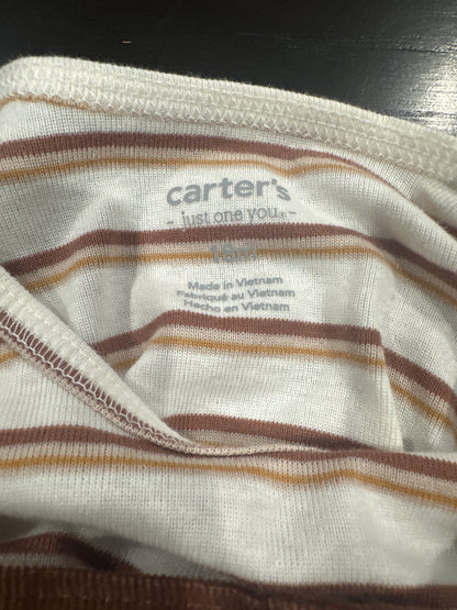 Carter’s Baby Corduroy Overalls & Striped Long Sleeve Bodysuit Set – Brown