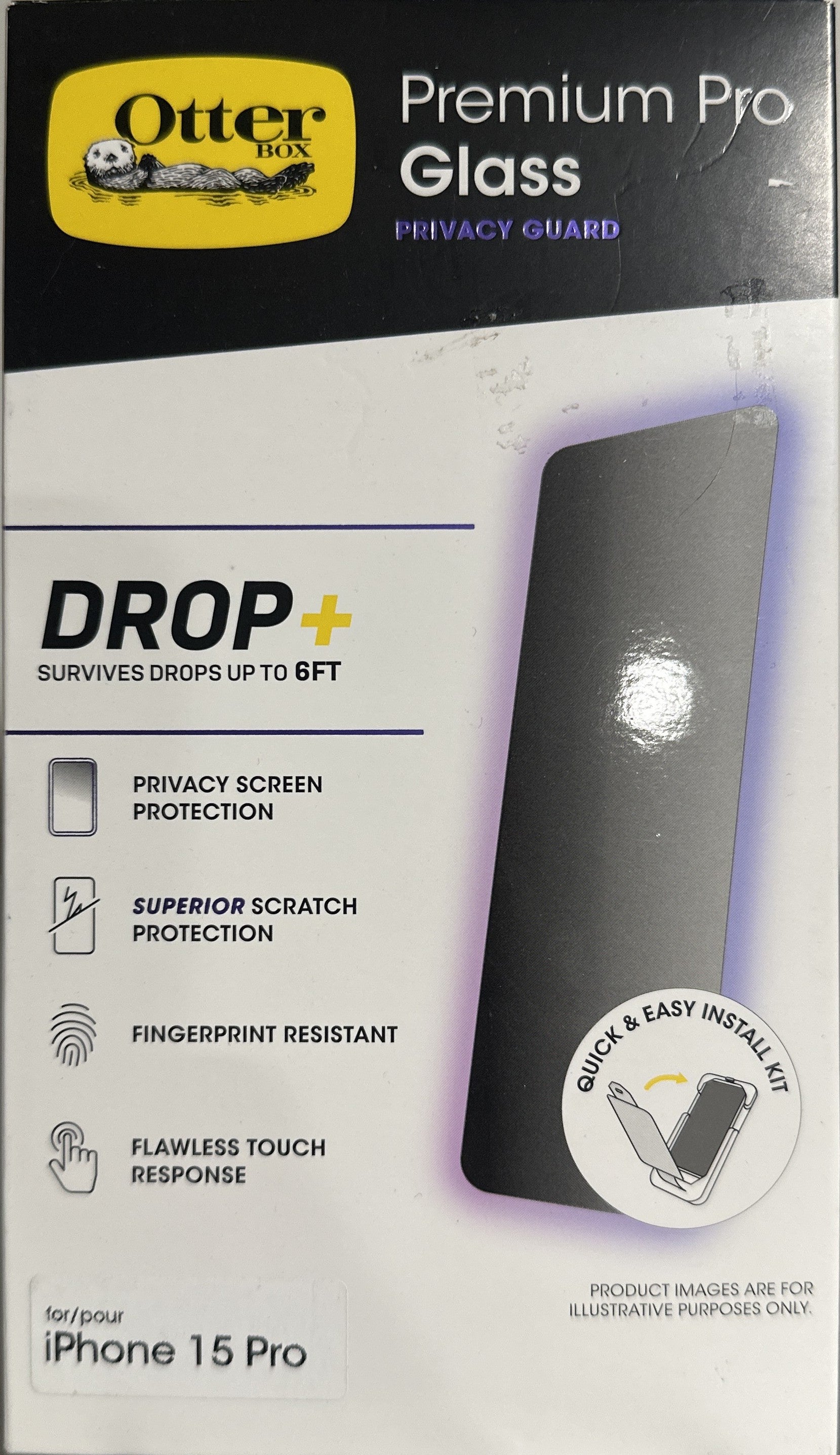 OtterBox Premium Pro Glass Privacy Screen Protector for iPhone 15 Pro