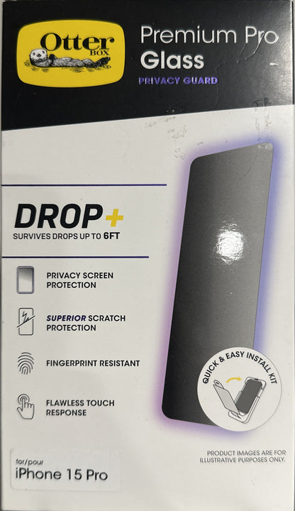 OtterBox Premium Pro Glass Privacy Screen Protector for iPhone 15 Pro