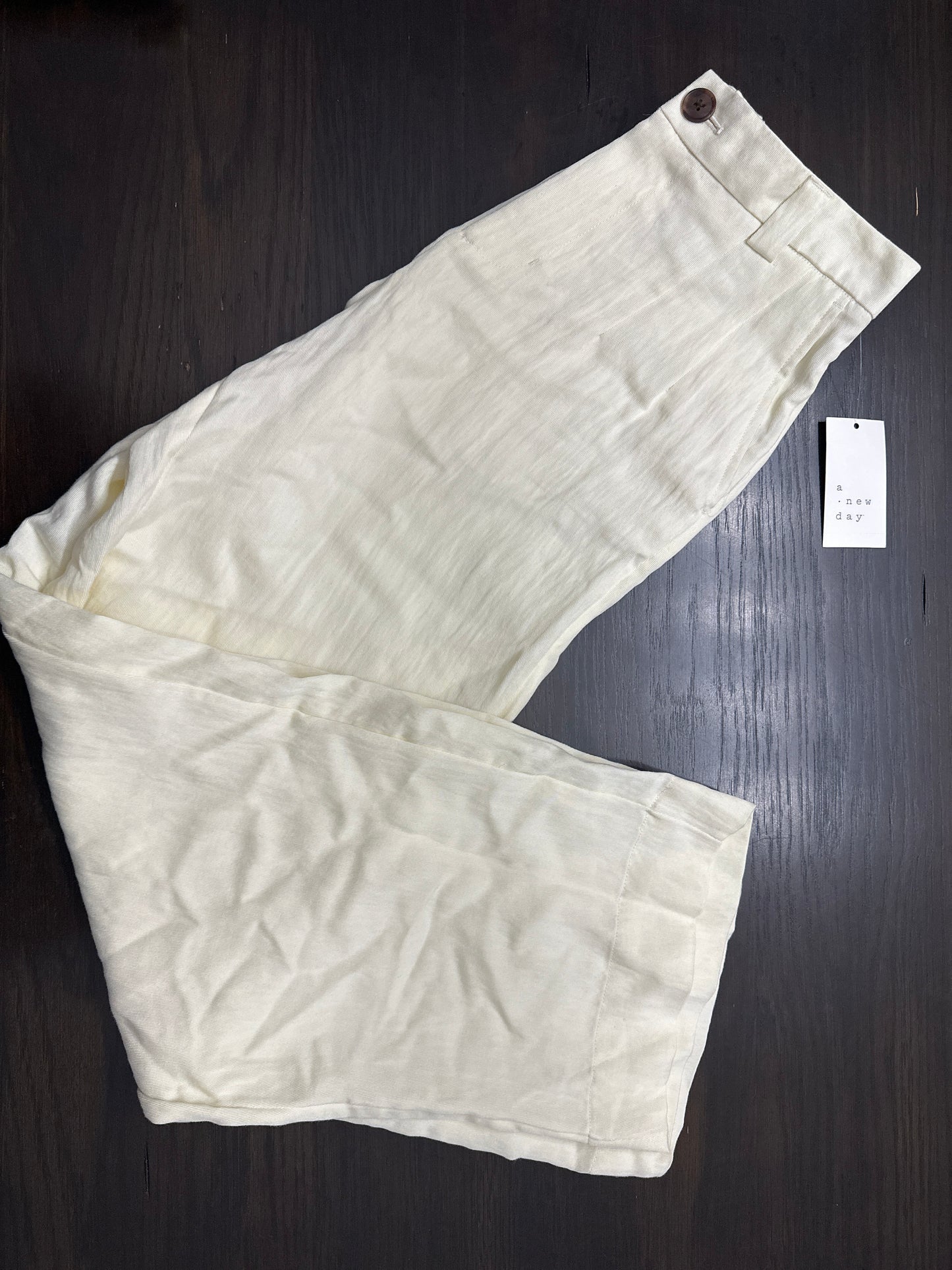 A New Day™ Off-White Linen-Blend Ankle Pants – Women’s Size 6