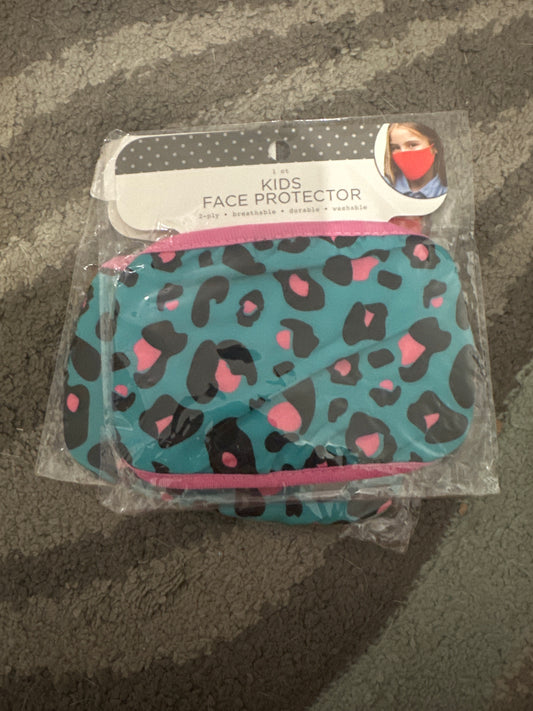 Teal Leopard Print Kids Masks