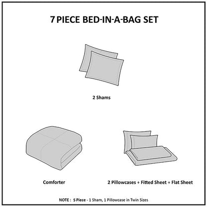 Madison Park Essentials Deacon Modern Stripe Comforter Set with Bed Sheets-King