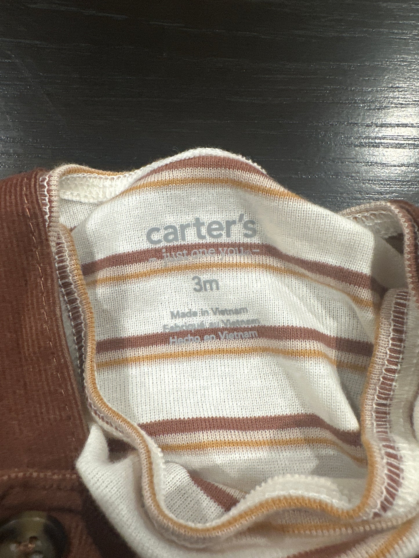 Carter’s Baby Corduroy Overalls & Striped Long Sleeve Bodysuit Set – Brown