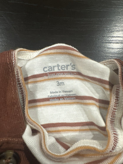 Carter’s Baby Corduroy Overalls & Striped Long Sleeve Bodysuit Set – Brown