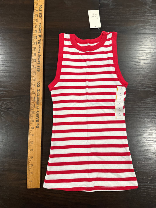 A New Day™ Red & White Striped Ribbed Tank Top – Size Small