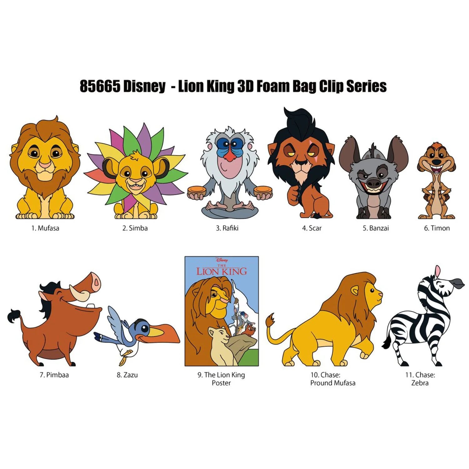 3D Figural Foam Bag Clip Disney Series 54 Lion King 30th Anniversary Mystery Pack