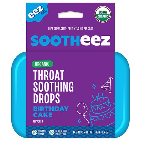 The Eez Co. Sootheez Organic Throat Soothing Drops - Birthday Cake - 14ct