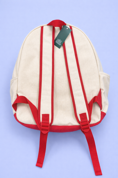 Wild Fable™ Canvas Backpack – Cream with Red Accents