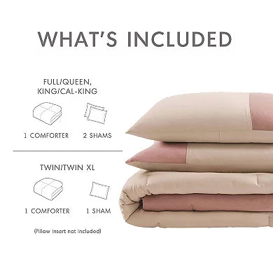 510 Design Jaden Soft Washed Color Block Comforter Set-Pink-Full/Queen