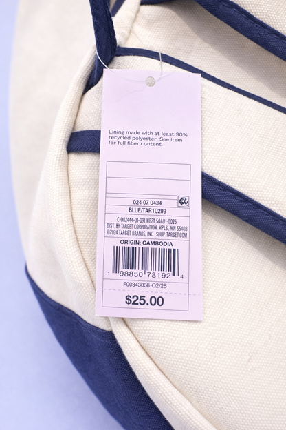 Wild Fable™ Canvas Backpack – Cream with Blue Accents